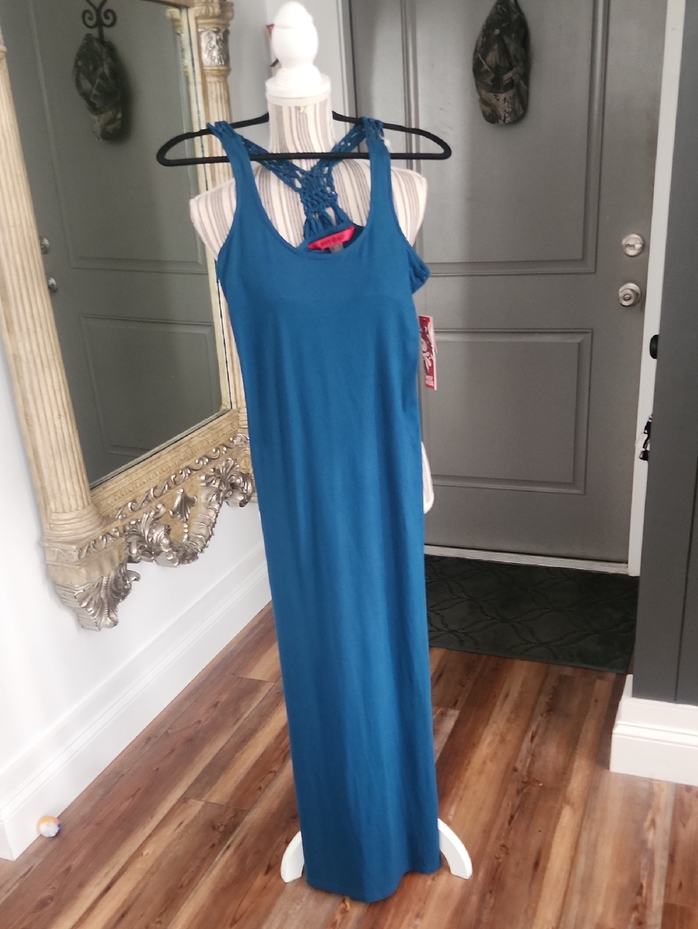 Sleeveless Teal Maxi Dress with Braided Back